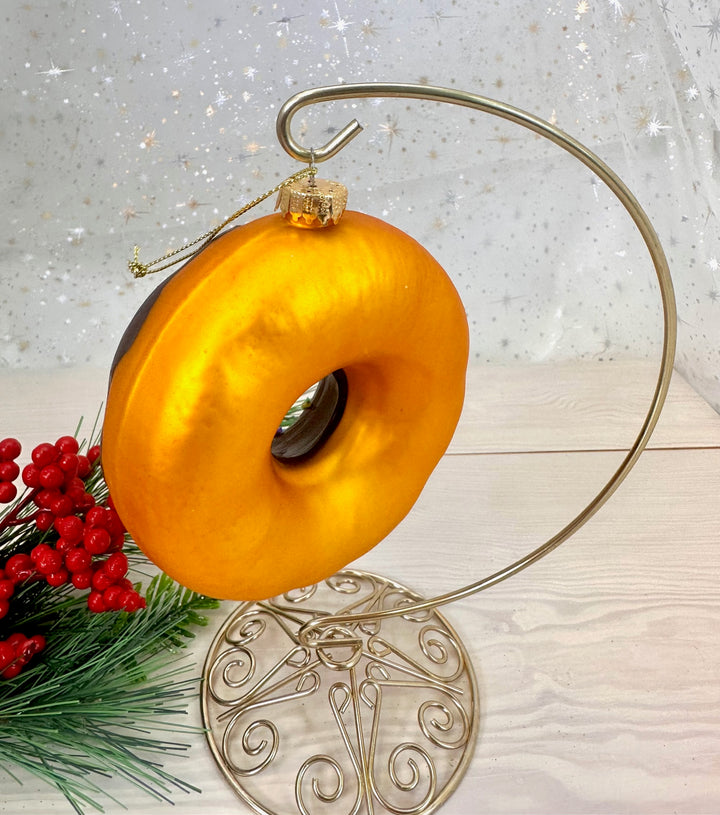 Christmas By Krebs Blown Glass  Collectible Tree Ornaments  (Chocolate Donut)