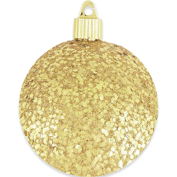 Christmas By Krebs 3 1/4" (80mm) Gold Glitz [8 Pieces] Solid Commercial Grade Indoor and Outdoor Shatterproof Plastic, Water Resistant Ball Ornament Decorations