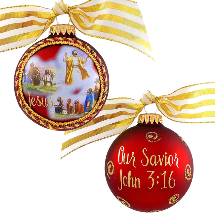 3 1/4" Collectable Bible Hero Glass Ornament Made in USA | Hugs Special Occasions Keepsake Gifts |  (Jesus)
