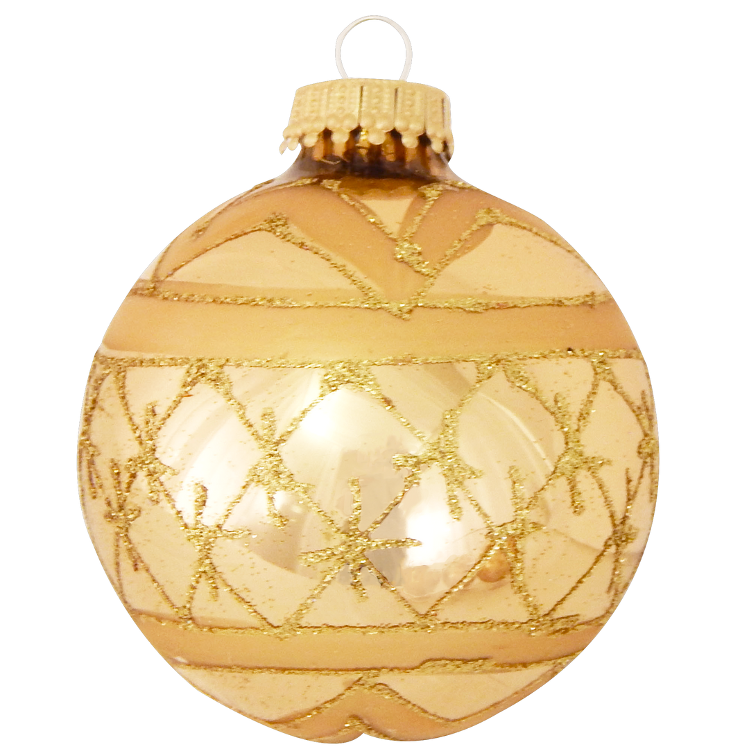 Glass Christmas Tree Ornaments - 67mm/2.63" [4 Pieces] Decorated Balls from Christmas by Krebs Seamless Hanging Holiday Decor