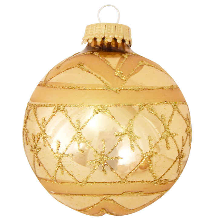 Glass Christmas Tree Ornaments - 67mm/2.63" [4 Pieces] Decorated Balls from Christmas by Krebs Seamless Hanging Holiday Decor