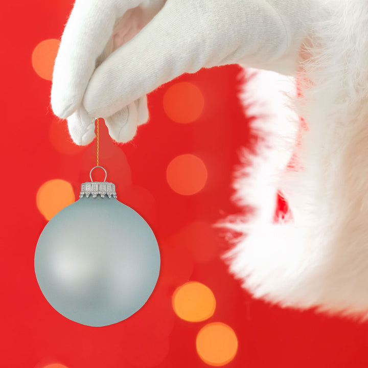 Christmas By Krebs 2 5/8" (67mm) Seamless Glass Ornament [8 Pieces], Decorated Designer Heirloom (Velvet Misty Aqua Blue)
