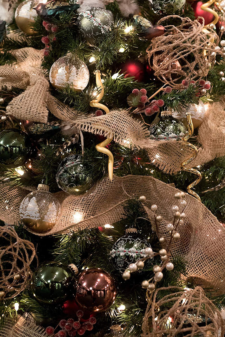 69 Piece Woodland Glass Ornaments Christmas Tree Decorating Kit