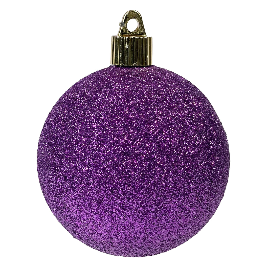 Christmas By Krebs 3 1/4" (80mm) Purple Glitter-TBD [8 Pieces] Solid Commercial Grade Indoor and Outdoor Shatterproof Plastic, Water Resistant Ball Ornament Decorations