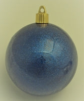 Christmas By Krebs 4" (100mm) Dark Blue Sparkle [4 Pieces] Solid Commercial Grade Indoor and Outdoor Shatterproof Plastic, Water Resistant Ball Ornament Decorations
