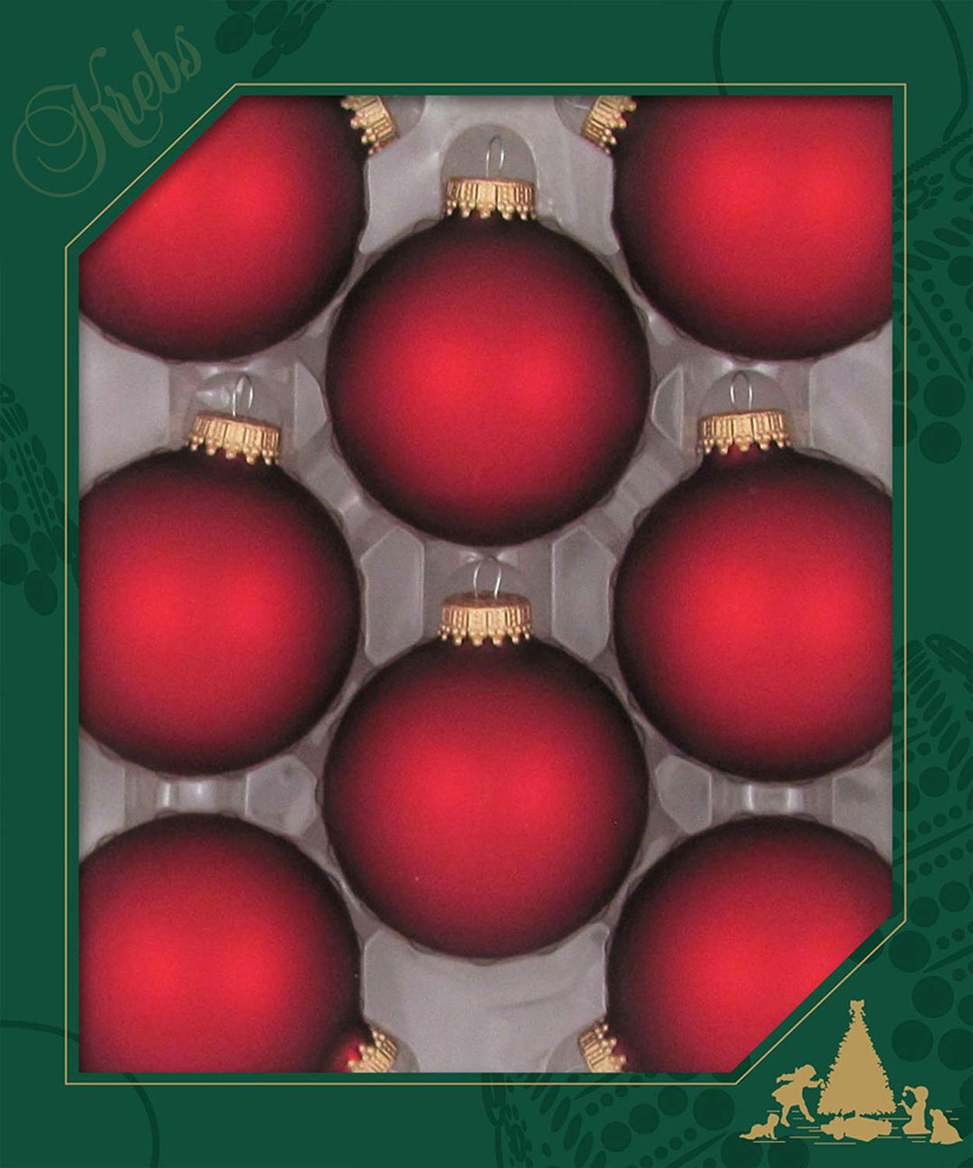 Christmas By Krebs Made in The USA Designer Seamless Glass Christmas Ball Ornaments, 2 5/8" (67mm), 8 Pieces (Velvet Port Red)