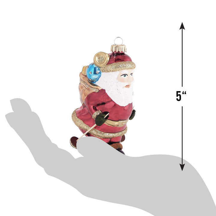 Christmas By Krebs Blown Glass  Collectible Tree Ornaments  (5" Skiing Santa)