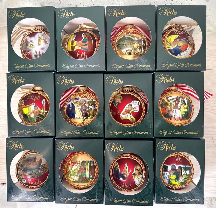 3 1/4" Collectable Bible Hero Glass Ornament Made in USA | Hugs Special Occasions Keepsake Gifts |  (Bible Hero Noah)