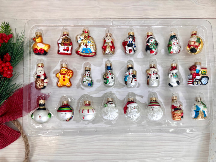 Christmas By Krebs Blown Glass  Collectible Tree Ornaments (1.5" Figurine 24 Each Advent Calendar)