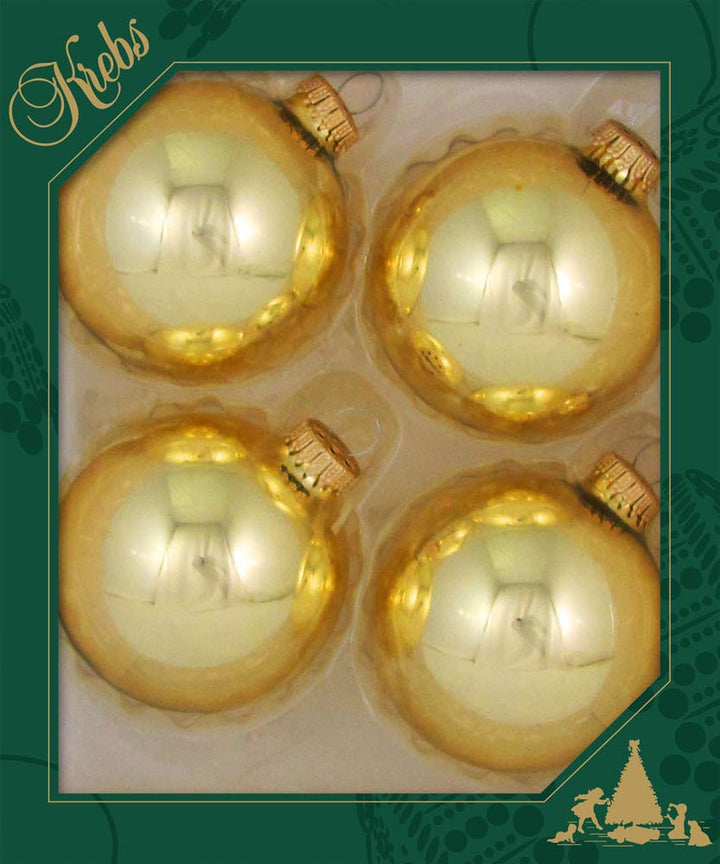 Glass Christmas Tree Ornaments - 80mm / 3.25" [4 Pieces] Designer Balls from Christmas By Krebs Seamless Hanging Holiday Decor