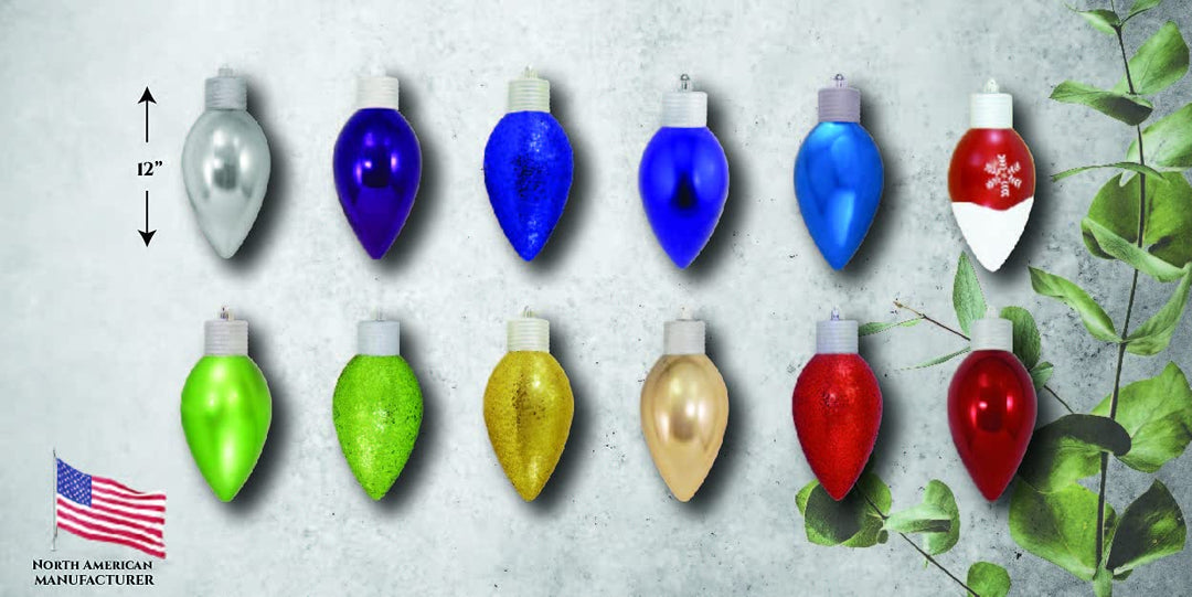 Christmas By Krebs 12" (300mm) Ornament, Commercial Grade Indoor, Outdoor Shatterproof Plastic Water Resistant Lightbulb Ornament (Balmy Seas Blue)