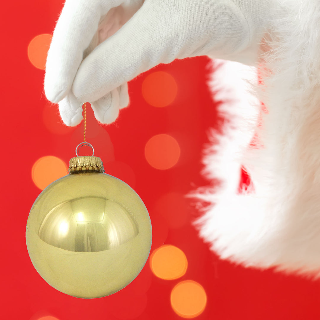 Glass Christmas Tree Ornaments - 80mm / 3.25" [4 Pieces] Designer Balls from Christmas By Krebs Seamless Hanging Holiday Decor