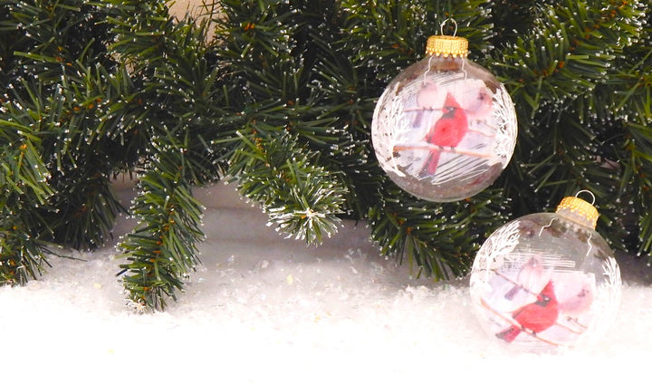 Clear 2 5/8" (67mm) Glass Ball with Reverse Print Cardinal (4)