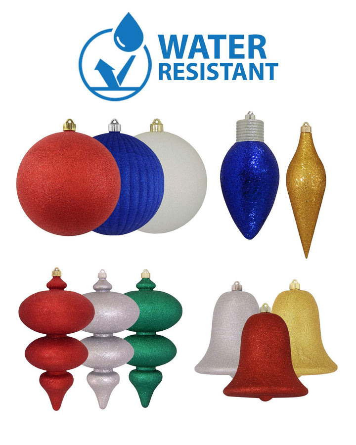 Christmas By Krebs 6" (150mm) Ribbed Shiny Sonic Red [2 Pieces] Solid Commercial Grade Indoor and Outdoor Shatterproof Plastic, UV and Water Resistant Ball Ornament Decorations