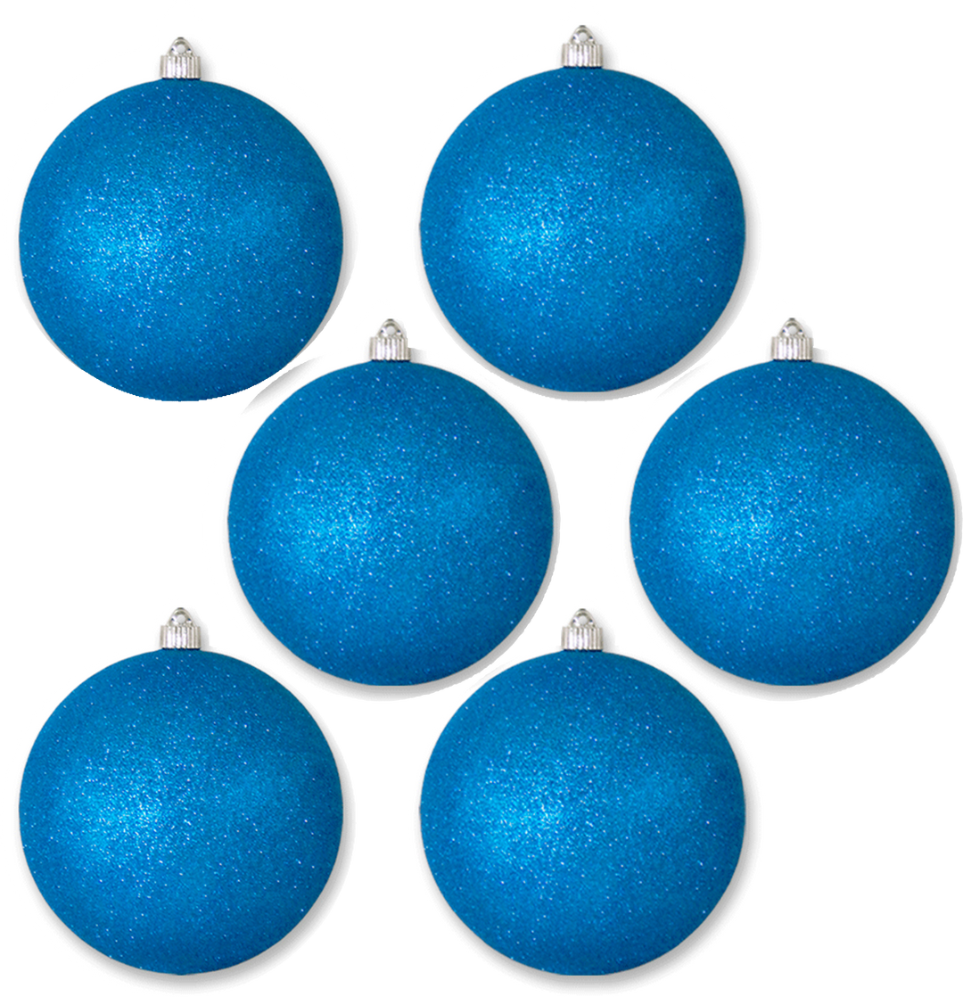Christmas By Krebs 8" (200mm) Aqua Blue Glitter [1 Piece] Solid Commercial Grade Indoor and Outdoor Shatterproof Plastic, Water Resistant Ball Ornament Decorations