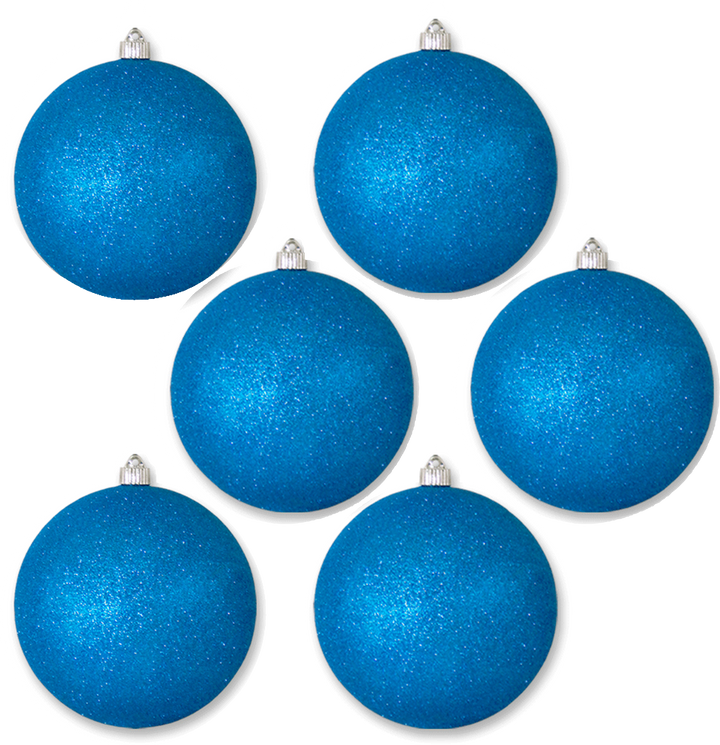 Christmas By Krebs 8" (200mm) Aqua Blue Glitter [1 Piece] Solid Commercial Grade Indoor and Outdoor Shatterproof Plastic, Water Resistant Ball Ornament Decorations