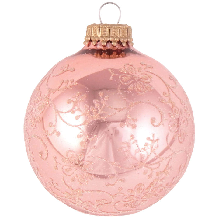 Glass Christmas Tree Ornaments - 67mm/2.63" [4 Pieces] Decorated Balls from Christmas by Krebs Seamless Hanging Holiday Decor