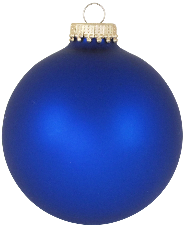 Glass Christmas Tree Ornaments - 80mm / 3.25" [4 Pieces] Designer Balls from Christmas By Krebs Seamless Hanging Holiday Decor (Velvet Blue)