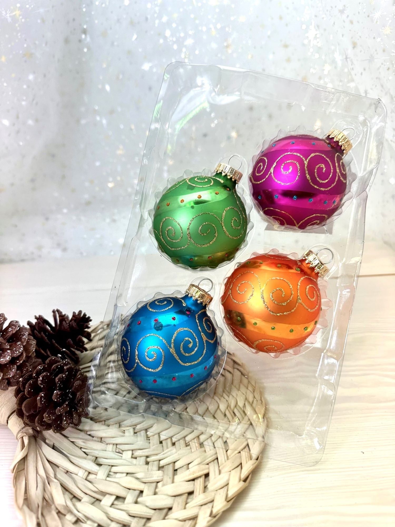 Glass Christmas Tree Ornaments - 67mm/2.625