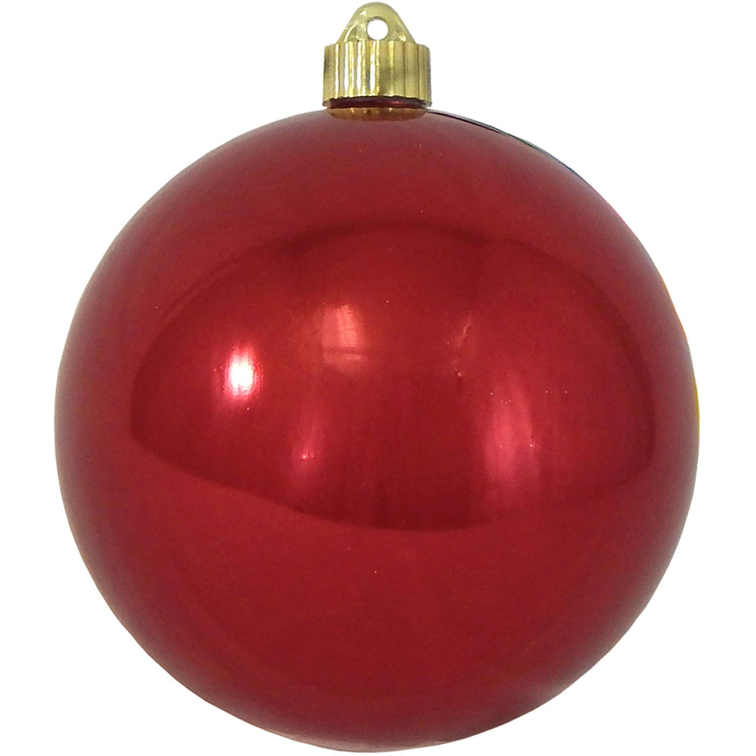 Christmas By Krebs 6" (150mm) Shiny Sonic Red [2 Pieces] Solid Commercial Grade Indoor and Outdoor Shatterproof Plastic, UV and Water Resistant Ball Ornament Decorations