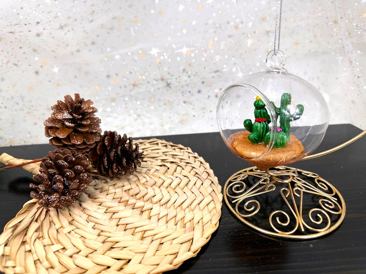 Christmas By Krebs Blown Glass  Collectible Tree Ornaments  (Desert Terrarium)