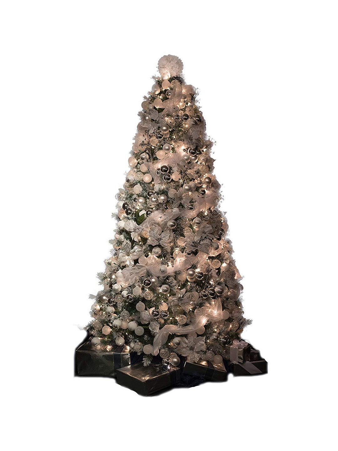 67 Piece Classic Silver Glass Ornaments Christmas Tree Decorating Kit