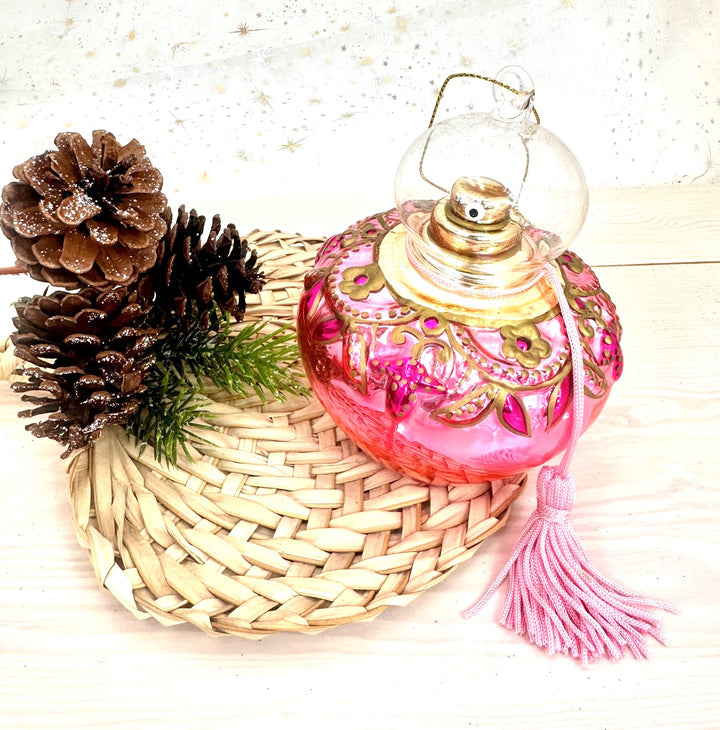 Christmas By Krebs Blown Glass  Collectible Tree Ornaments  (4 1/4" Perfume Bottle)
