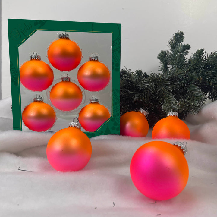 Glass Christmas Tree Ornaments - 67mm / 2.63" [6 Pieces] Designer Balls from Christmas By Krebs Seamless Hanging Holiday Decor