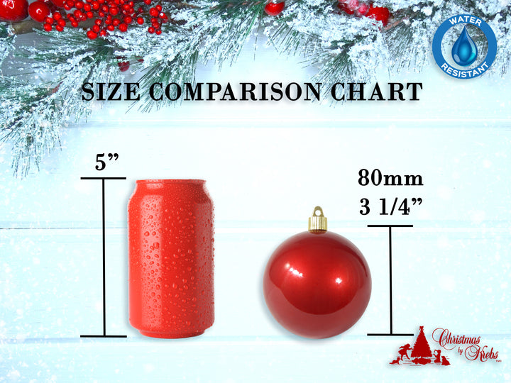 Christmas By Krebs 3 1/4" (80mm) Red Alert [8 Pieces] Solid Commercial Grade Indoor and Outdoor Shatterproof Plastic, UV and Water Resistant Ball Ornament Decorations