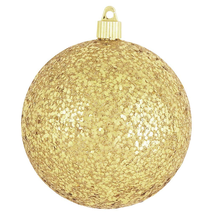 Christmas By Krebs Ornament, Commercial Grade Indoor and Outdoor Shatterproof Plastic, Water Resistant Ball Ornament Decorations (Gold Glitz, 4 3/4 inch (120mm))