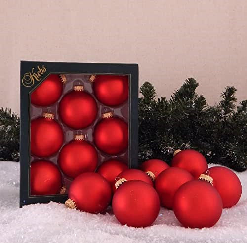 Christmas By Krebs 2 5/8" (67mm) Seamless Glass Ornament [8 Pieces], Decorated Designer Heirloom (Velvet Flame Red)
