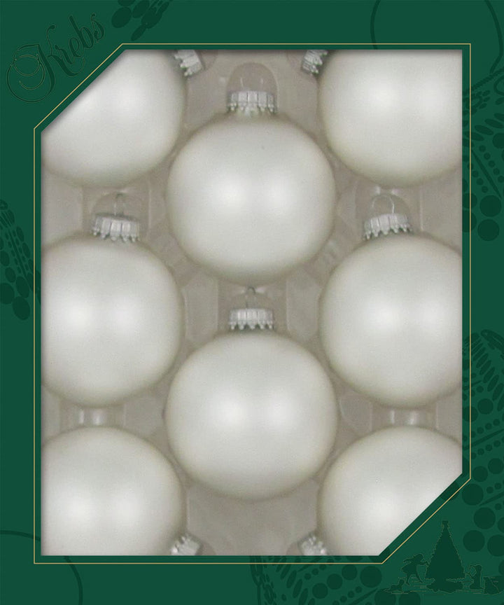 Christmas By Krebs Made in The USA Designer Seamless Glass Christmas Ball Ornaments, 2 5/8" (67mm), 8 Pieces (Velvet Silver Pearl)