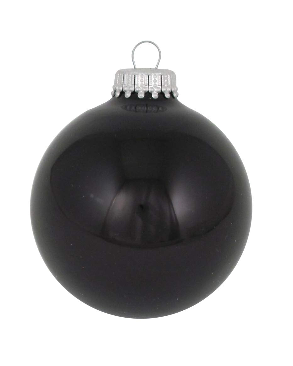 Christmas By Krebs 2 5/8" (67mm) Seamless Glass Ornament [8 Pieces], Decorated Designer Heirloom (Shiny Ebony Black)
