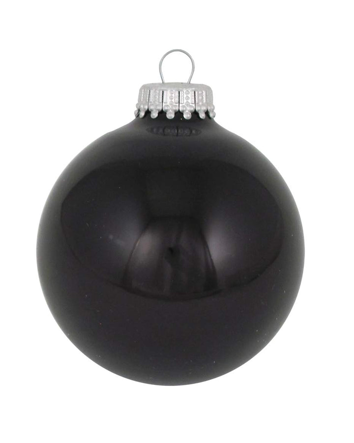 Christmas By Krebs 2 5/8" (67mm) Seamless Glass Ornament [8 Pieces], Decorated Designer Heirloom (Shiny Ebony Black)