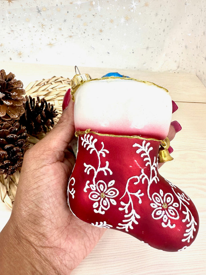 Christmas By Krebs Blown Glass  Collectible Tree Ornaments  (5 1/2" Stocking with Presents)