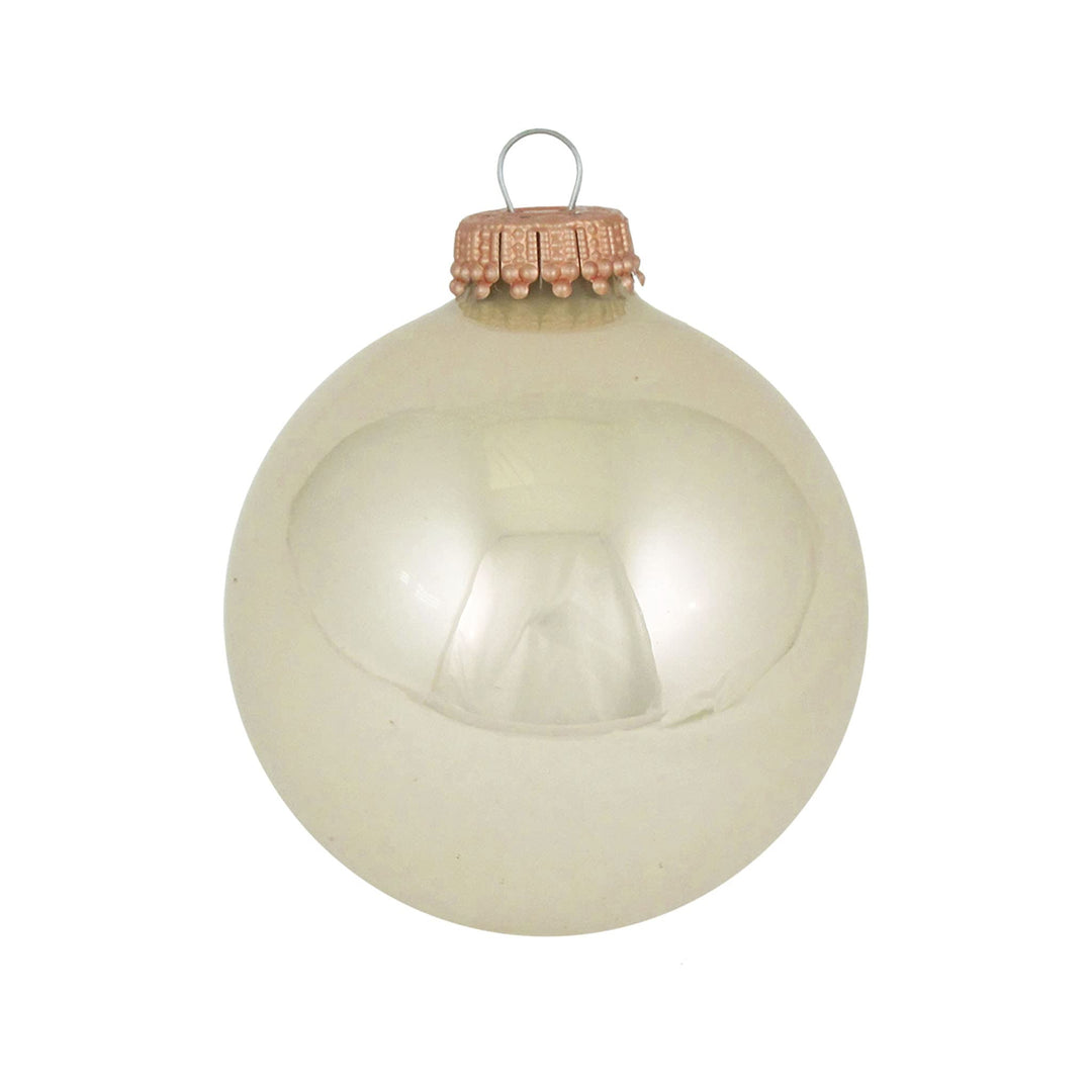 Christmas Tree Ornaments - 67mm / 2.625" Designer Glass Baubles from Christmas By Krebs - Handcrafted Seamless Hanging Holiday Decor for Trees - Set of 8