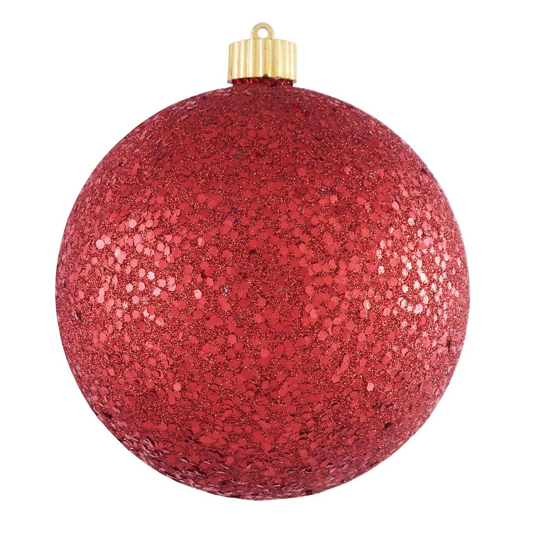 Christmas By Krebs Ornament, Commercial Grade Indoor and Outdoor Shatterproof Plastic, Water Resistant Ball Ornament Decorations (Red Glitz, 6 inch (150mm))