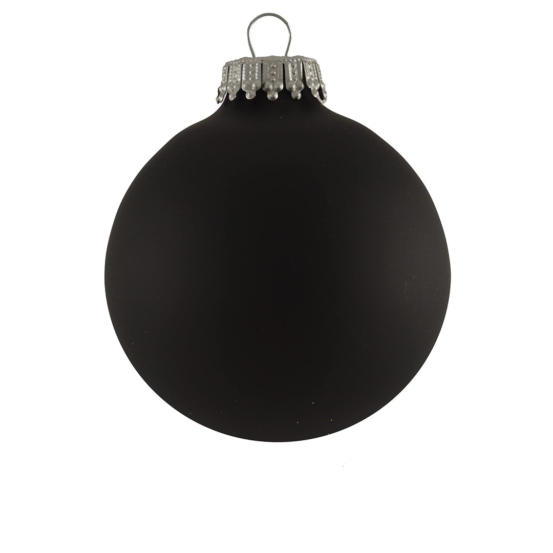 Glass Christmas Tree Ornaments - 80mm / 3.25" [4 Pieces] Designer Balls from Christmas By Krebs Seamless Hanging Holiday Decor (Ebony Black)