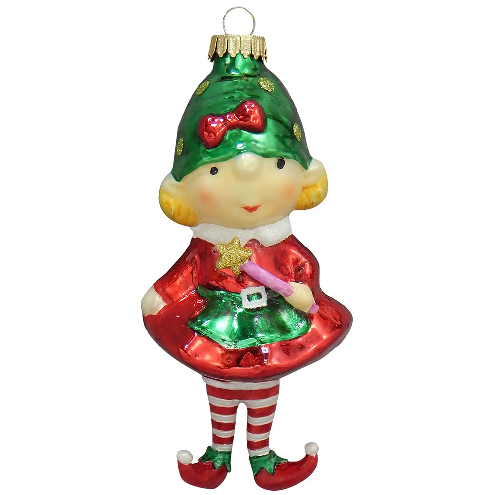 Christmas By Krebs Blown Glass  Collectible Tree Ornaments  (4 1/2" Elf Girl)