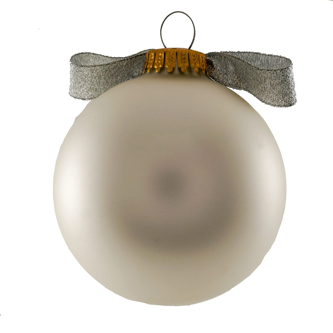3 1/4" White Glass Ornament with Coach