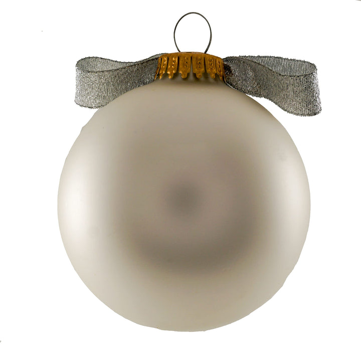 3 1/4" White Glass Ornament with Coach