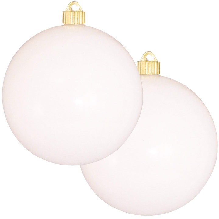 Christmas By Krebs 6" (150mm) Shiny Pure White [2 Pieces] Solid Commercial Grade Indoor and Outdoor Shatterproof Plastic, UV and Water Resistant Ball Ornament Decorations