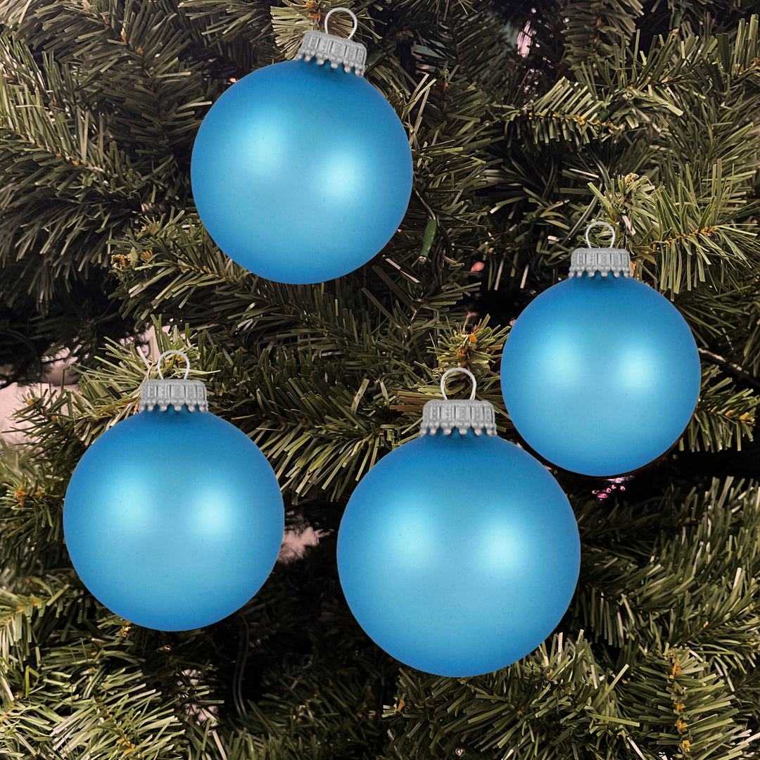 Glass Christmas Tree Ornaments - 80mm / 3.25" [4 Pieces] Designer Balls from Christmas By Krebs Seamless Hanging Holiday Decor (Alpine Velvet)