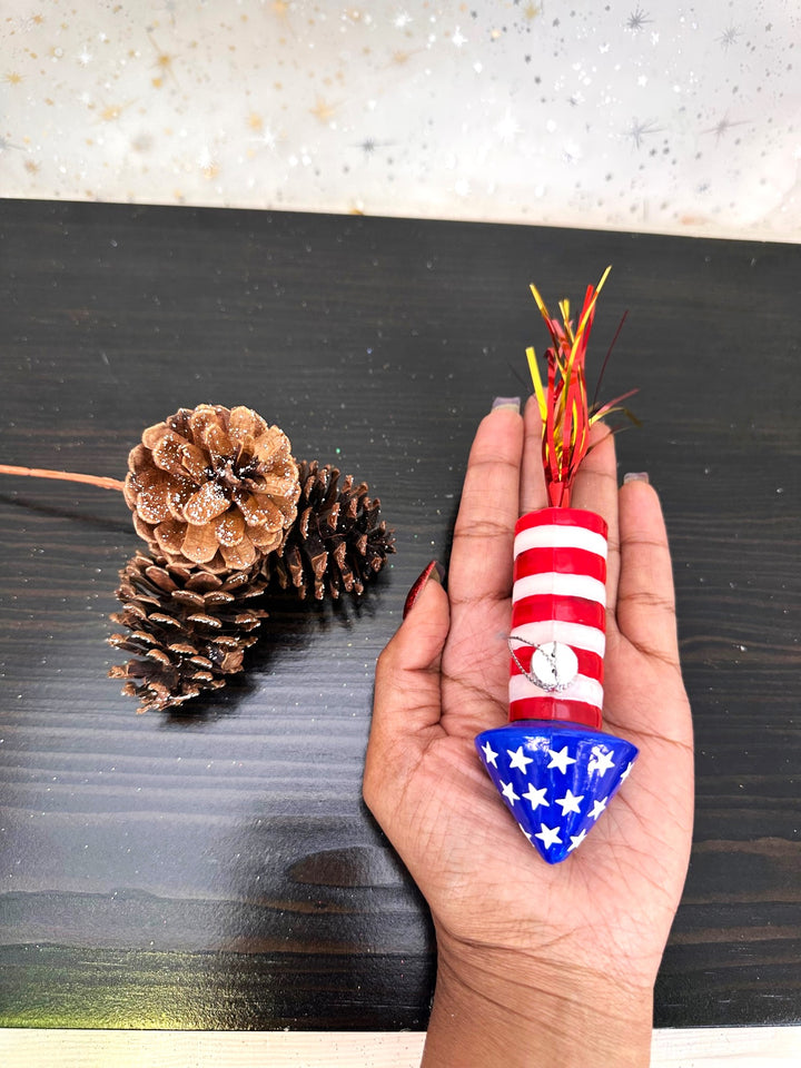 Christmas By Krebs Blown Glass  Collectible Tree Ornaments  (5 3/4" Firecracker Rocket)