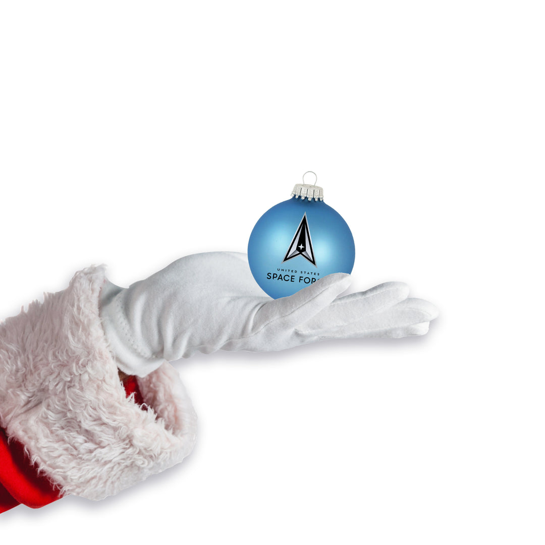 Christmas Tree Ornaments - Military Glass Balls from Christmas by Krebs - Handmade Seamless Hanging Holiday Decorations for Trees (67mm/2.625" Blue and Silver Space Force-USSF Variety Set of 12)