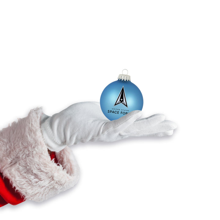 Christmas Tree Ornaments - Military Glass Balls from Christmas by Krebs - Handmade Seamless Hanging Holiday Decorations for Trees (67mm/2.625" Blue and Silver Space Force-USSF Variety Set of 12)