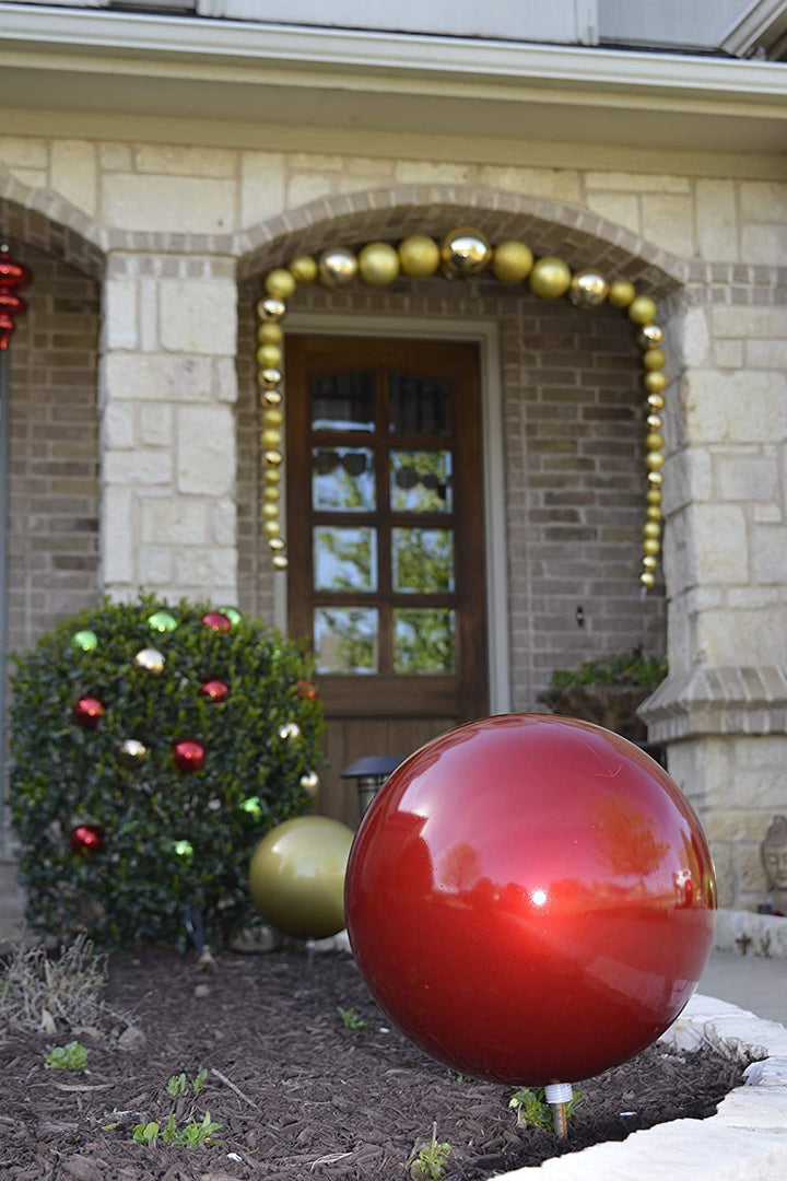 Christmas By Krebs 10" (250mm) Shiny Sonic Red [1 Piece] Solid Commercial Grade Indoor and Outdoor Shatterproof Plastic, UV and Water Resistant Ball Ornament Decorations