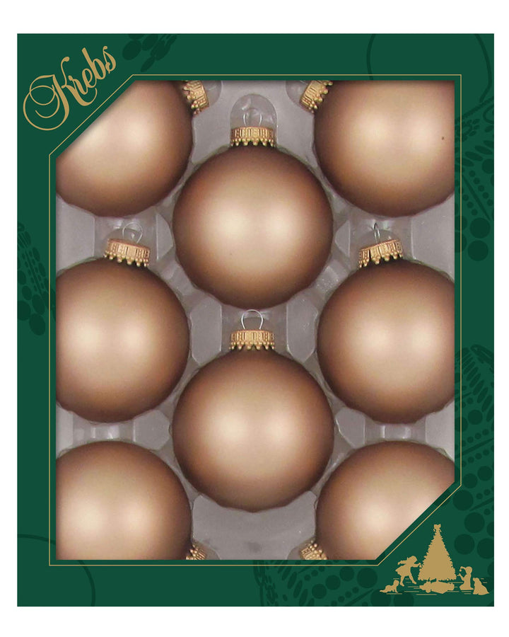 Christmas By Krebs Made in The USA Designer Seamless Glass Christmas Ball Ornaments, 2 5/8" (67mm), 8 Pieces (Velvet Cappuccino Brown)