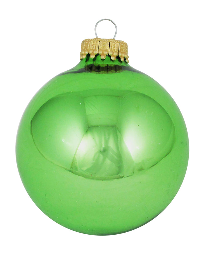 Glass Christmas Tree Ornaments - 67mm / 2.63" [8 Pieces] Designer Balls from Christmas By Krebs Seamless Hanging Holiday Decor (Shiny Jade Lime Green)