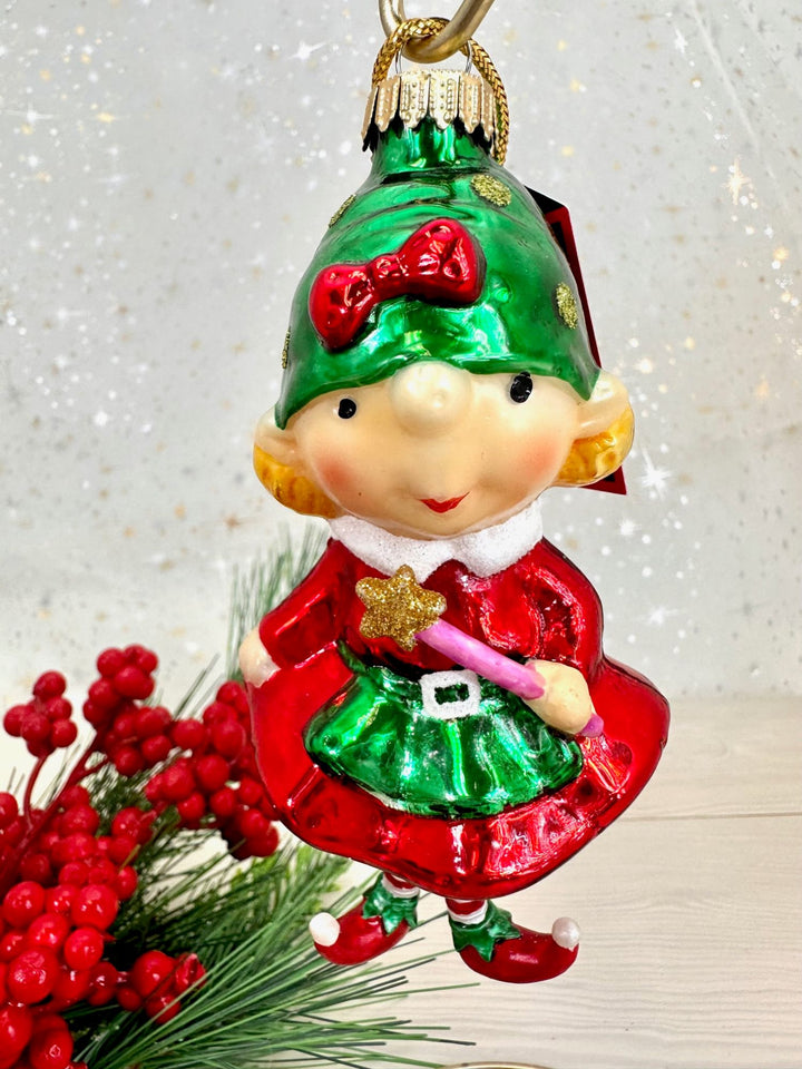 Christmas By Krebs Blown Glass  Collectible Tree Ornaments  (4 1/2" Elf Girl)